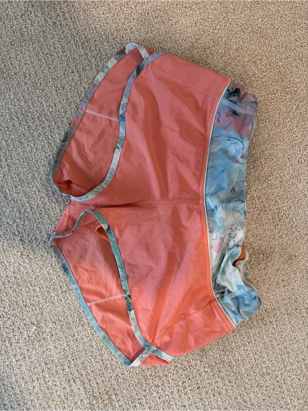 Lululemon Speed Up 2.5” Athletic Shorts; Coral With Patterned Waistband